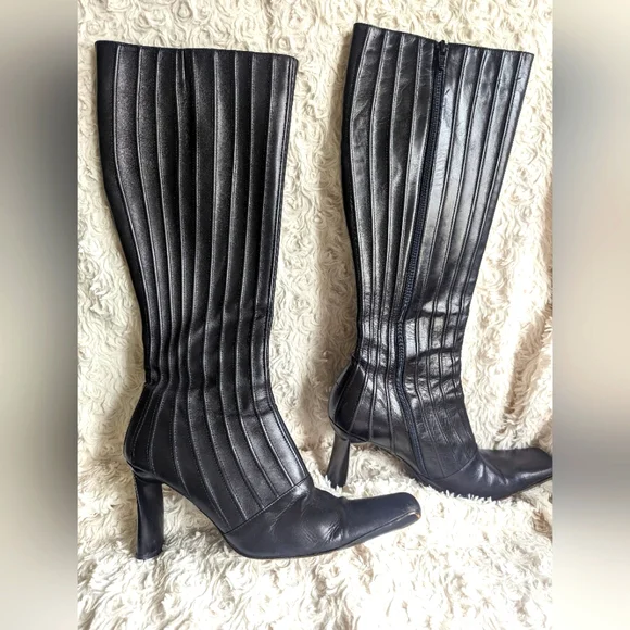 Italian black leather boots sz 9 - Picture 7 of 12